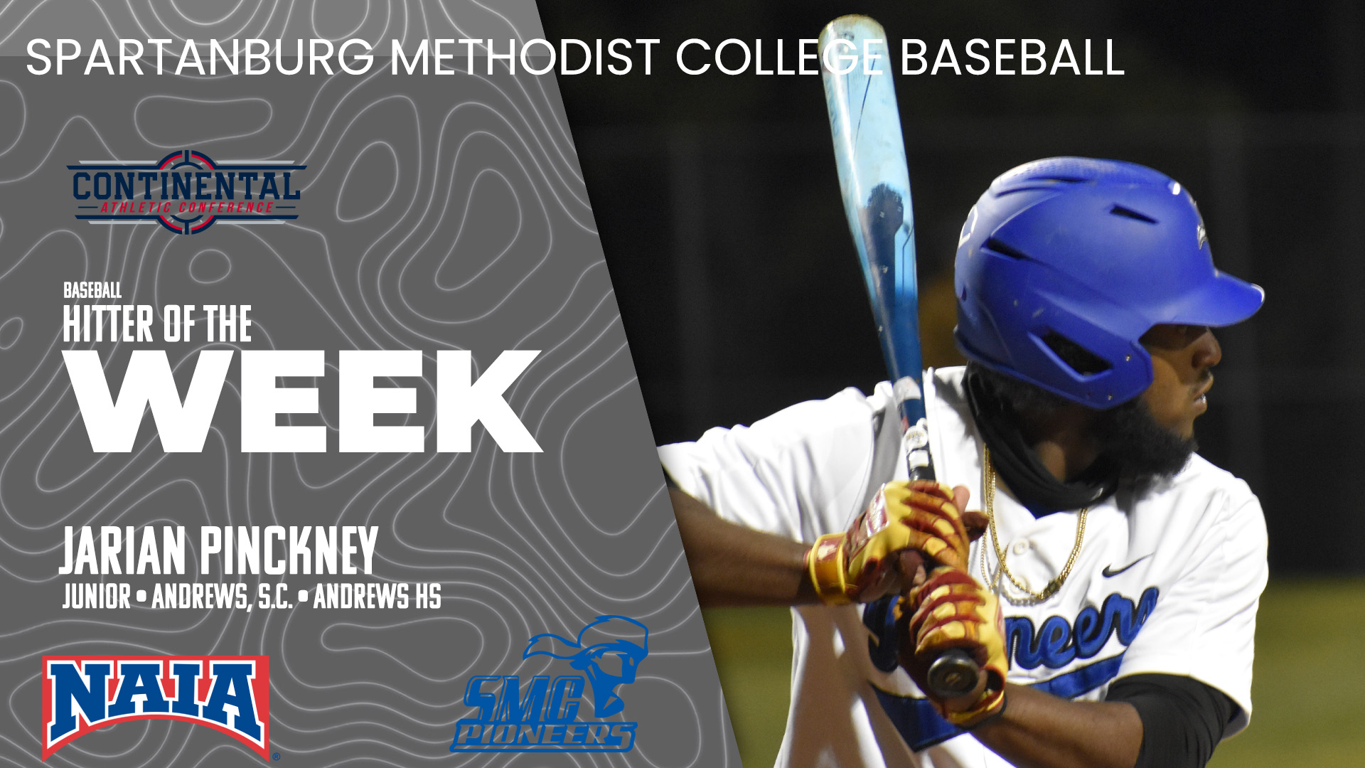 Jarian Pinckney Named CAC Baseball Hitter of the Week