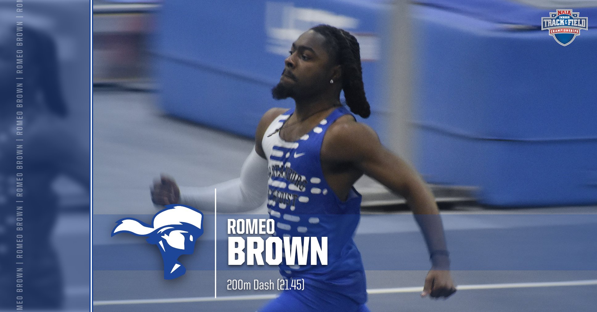 Brown Runs Into History, Advances to 200m Final at NAIA Indoor Championships
