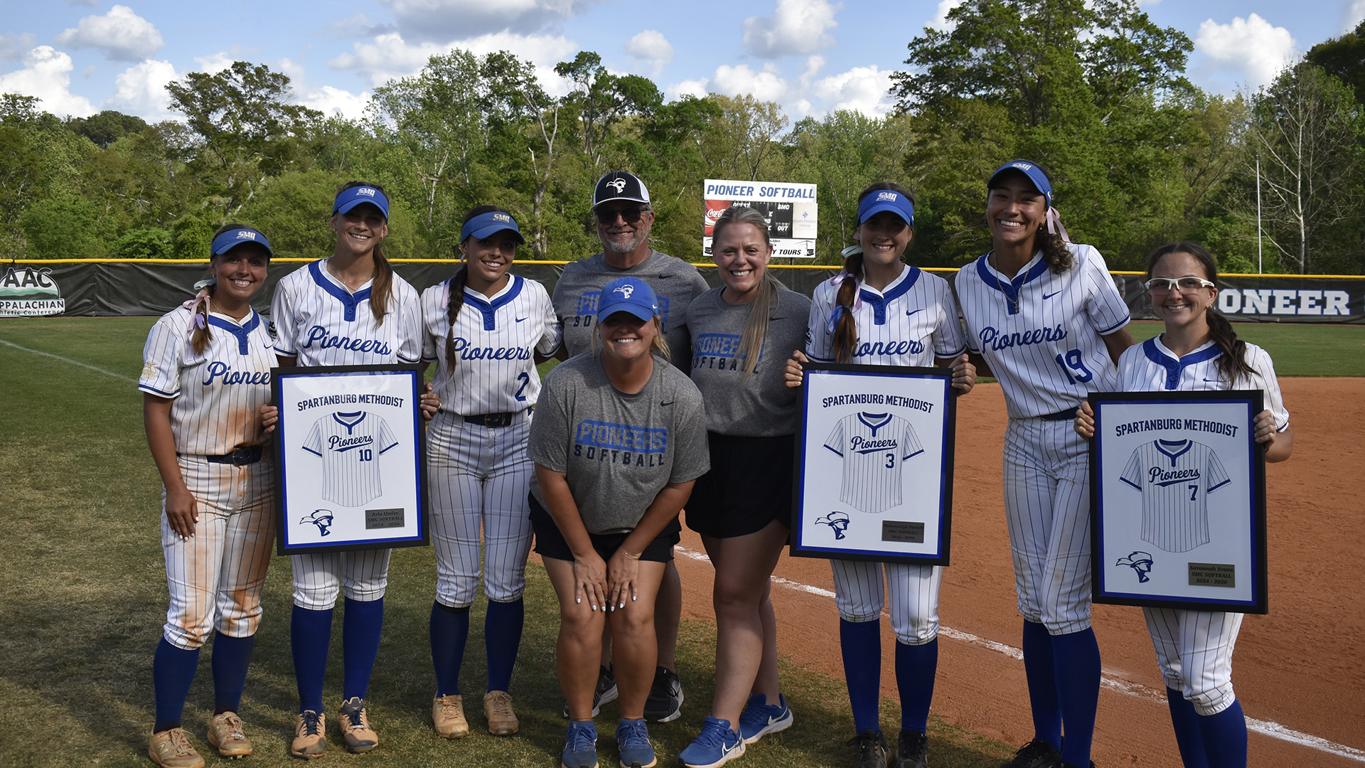 Following the doubleheader, SMC honored its six seniors: Savannah Evans, McKensleigh Parnell, Kylla Quiles, Jacie Ross, Gracie Starnes, and Adriana Stump-Frias.