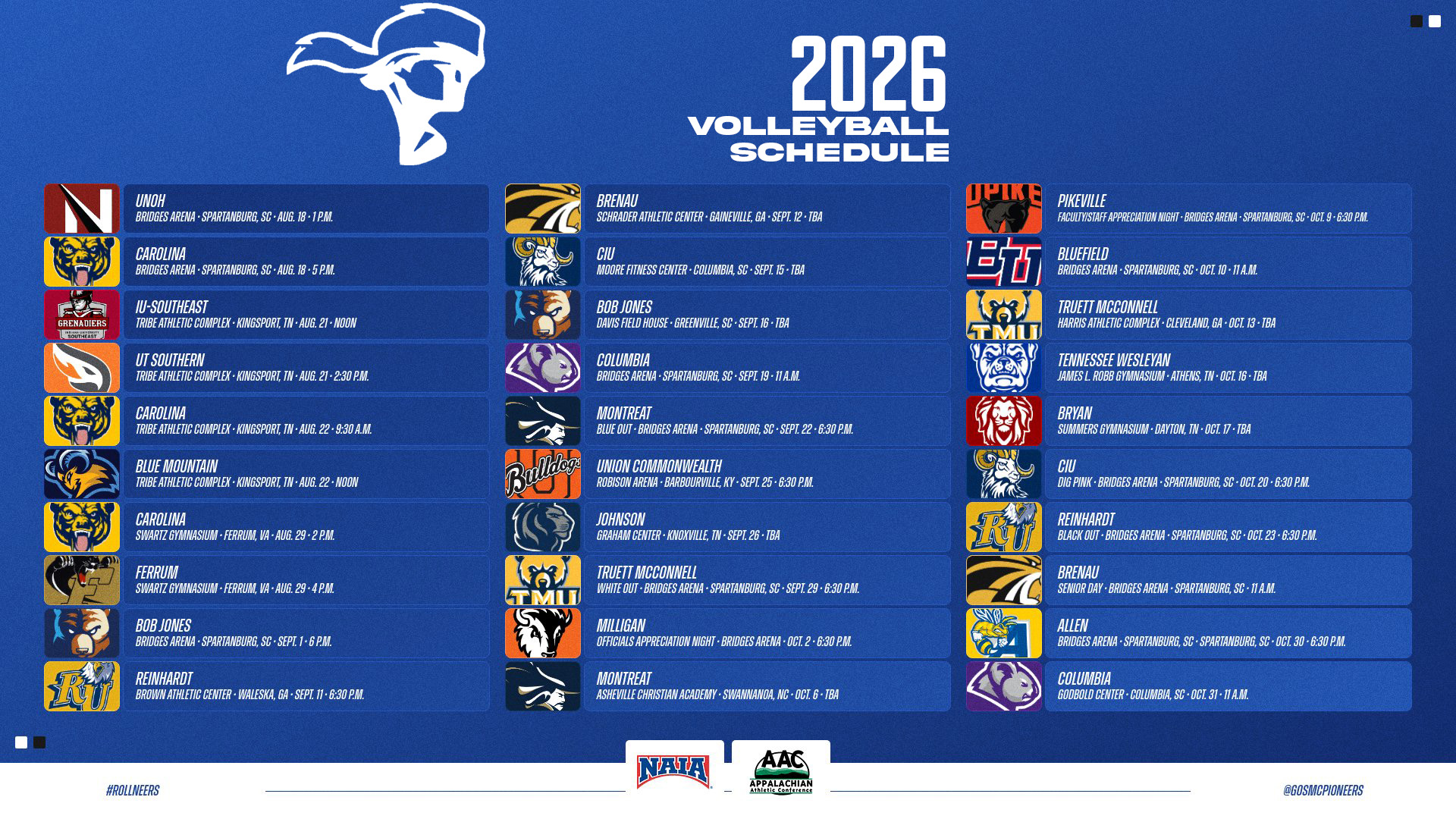 Spartanburg Methodist College Volleyball Announces 2026 Schedule